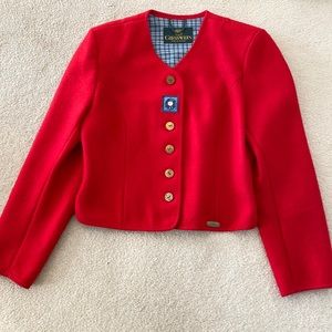 Giesswein 100% wool red jacket size 8/38 excellent condition made in Austria